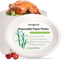 Azegech: 100Pack - 12.5 Inch Oval Paper Plates