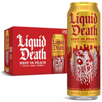 Liquid Death: Iced Black Tea, Rest in Peach 19.2 oz King Size Cans (8-Pack)