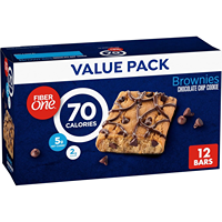 Fiber One 70 Calorie Brownies, Chocolate Chip Cookie Snack Bars, 2g Sugar, Value Pack, 12 Ct, 10.6 oz