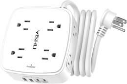 YISHU: 6Ft Surge Protector Power Strip with 8 Widely Outlets & 4 USB Ports