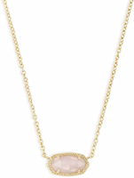 Kendra Scott Elisa Pendant Necklace for Women, GOLD - ROSE QUARTZ
