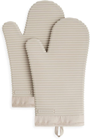 KITCHENAID Ribbed Soft Silicone Oven Mitt 2-Pack Set, Milkshake Tan